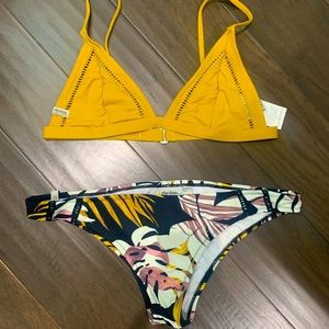 Yellow and palm bikini
